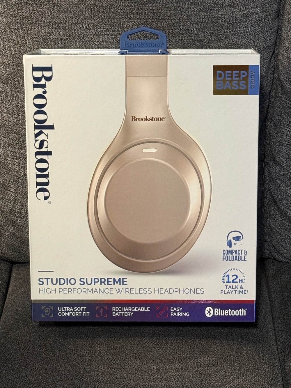Brookstone Studio Supreme Wireless Headphones Champagne Gold